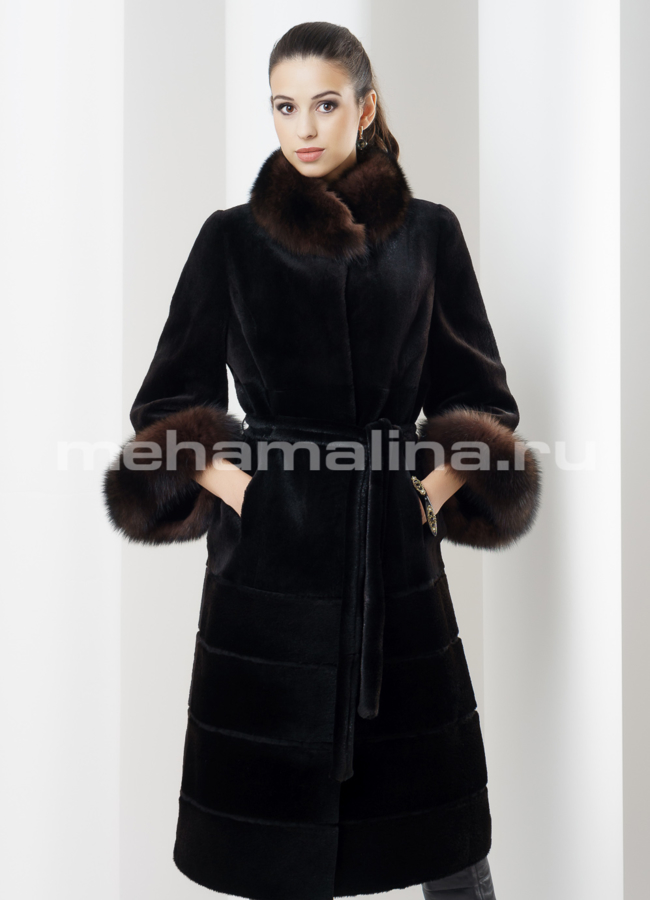 Шуба нутрия модель № S-464 меха малина