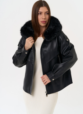 Женская утепленная куртка из эко кожи с поясом Женская утепленная куртка из эко кожи с поясом