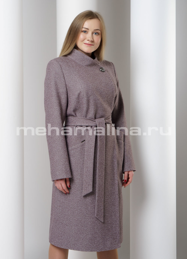 Пальто со стойкой на кнопках модель № 10776 универмаг малина