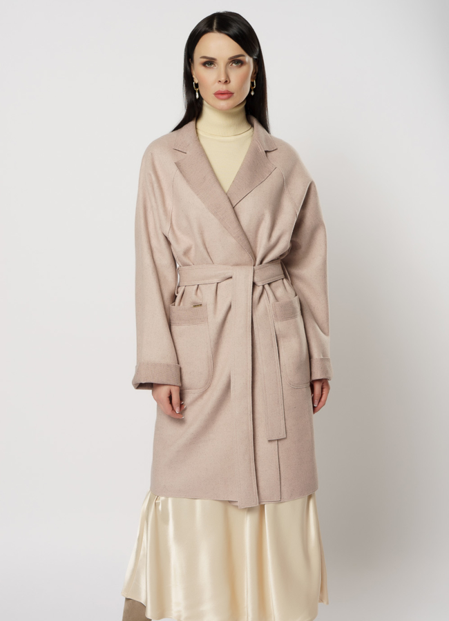 Пальто женское розового цвета модель № 10761 в кредит