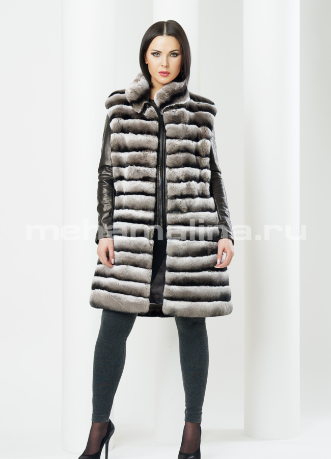 Меховой жилет из кролика рекс  модель № M-93 меха малина