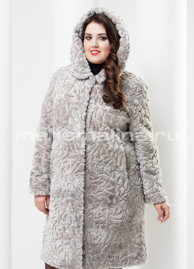 фото Шуба из мутона с капюшоном модель № S-403