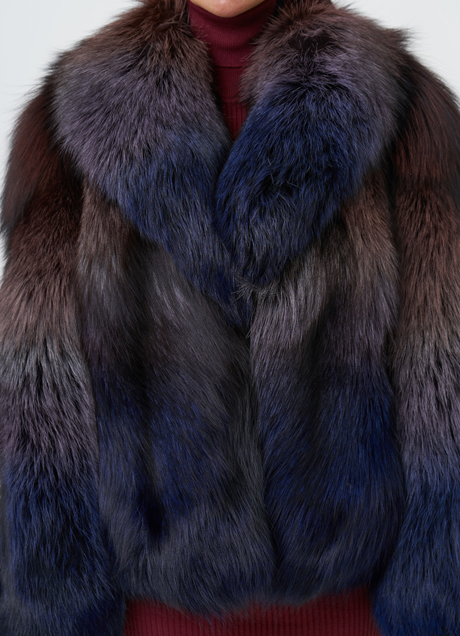 Женская шуба из меха чернобурки модель № 28596 универмаг малина