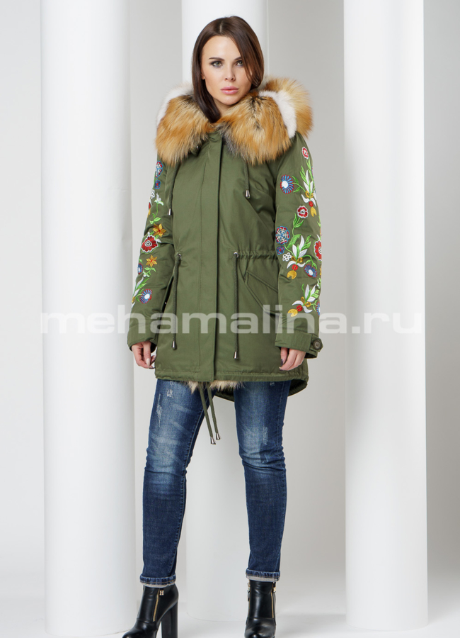 Парка с вышивкой  модель № П-212 универмаг малина