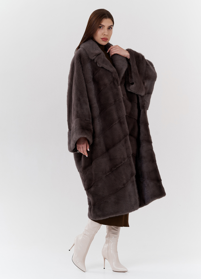 Норковая шуба с английским воротником  модель № 23816 универмаг малина