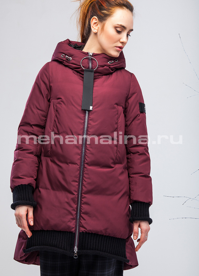 Зимний пуховик Clasna модель № П-183 меха малина
