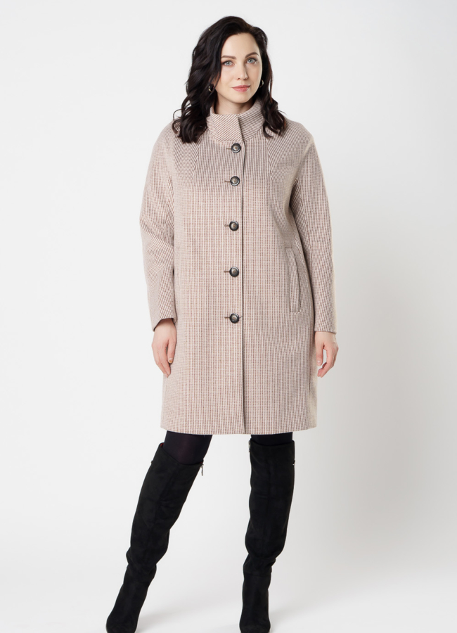 фото Пальто женское коричневого цвета модель № 20488