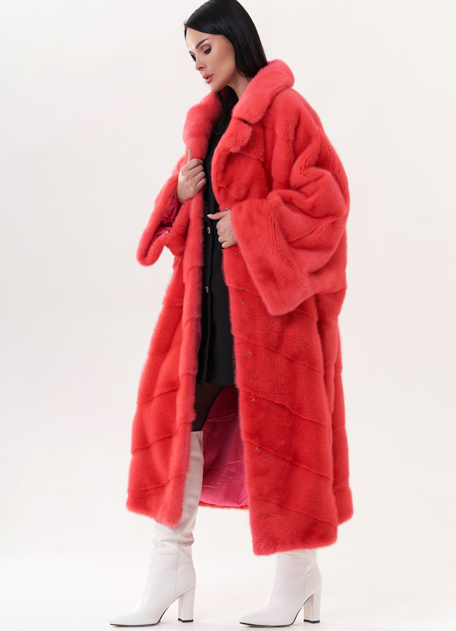 Шуба из норки с английским воротником модель № 26023 универмаг малина