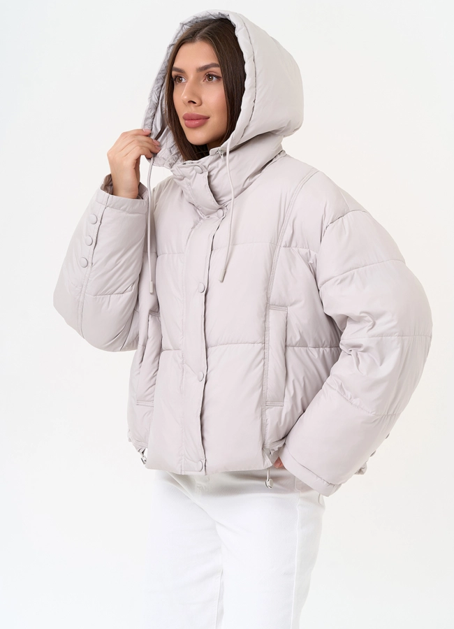 Женский короткий пуховик с капюшоном модель № 31579 универмаг малина