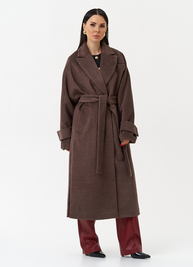 Длинное женское пальто с английским воротником модель № 30201 универмаг малина