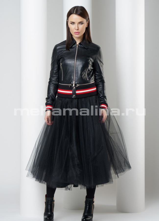 Кожаная куртка модель № K-412 универмаг малина