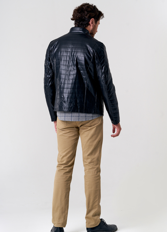 Куртка из эко кожи черного цвета модель № 707 в кредит