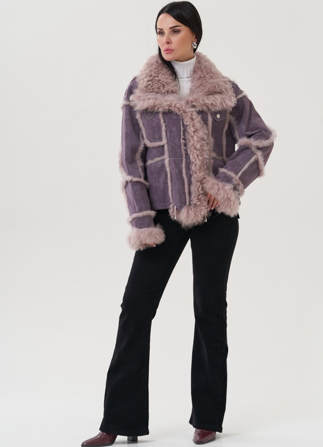 Женская куртка фиолетового цвета с меховой отделкой модель № 25545 универмаг малина Женская куртка фиолетового цвета с меховой отделкой модель № 25545 универмаг малина