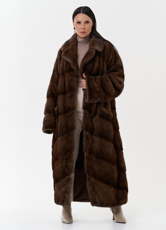 Женская шуба из скандинавской норки с английским воротником модель № 27666 универмаг малина