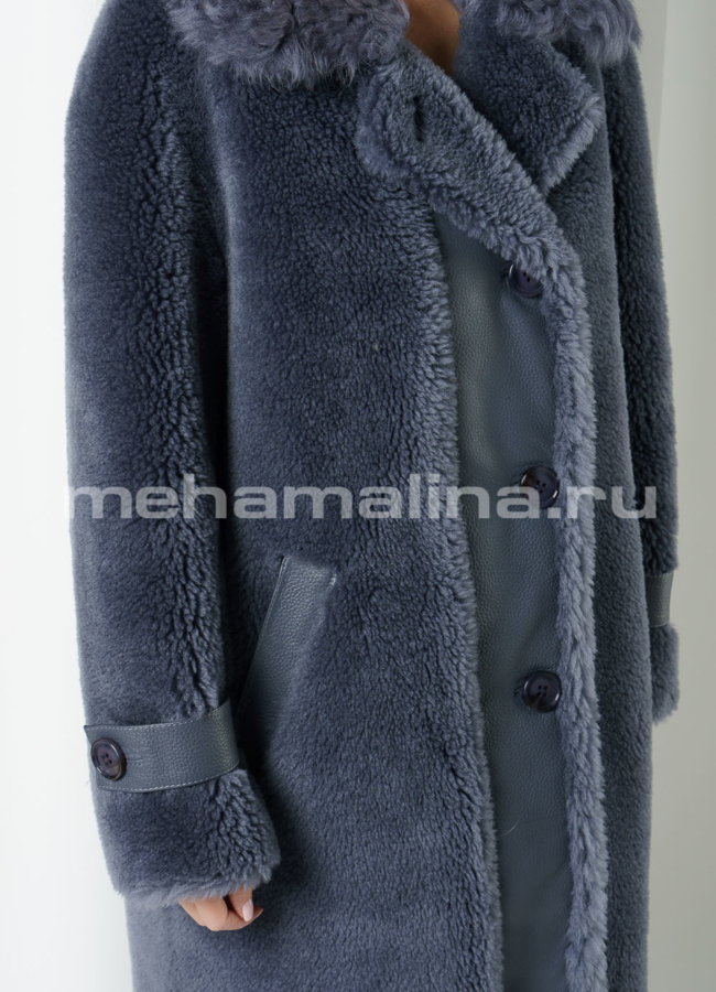 Шуба на пуговицах с английским воротником  модель № 61156 в рассрочку