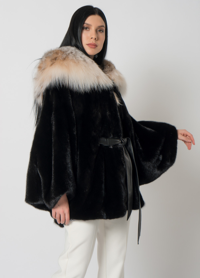 Шуба из скандинавской норки с рысью модель № 1405 универмаг малина