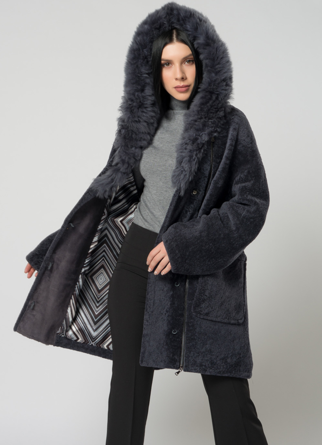 Куртка из мутона оверсайз модель № 1507 универмаг малина