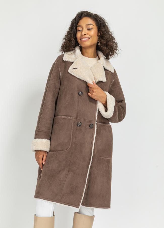 Женская дубленка из искусственного меха модель № 23611 в кредит