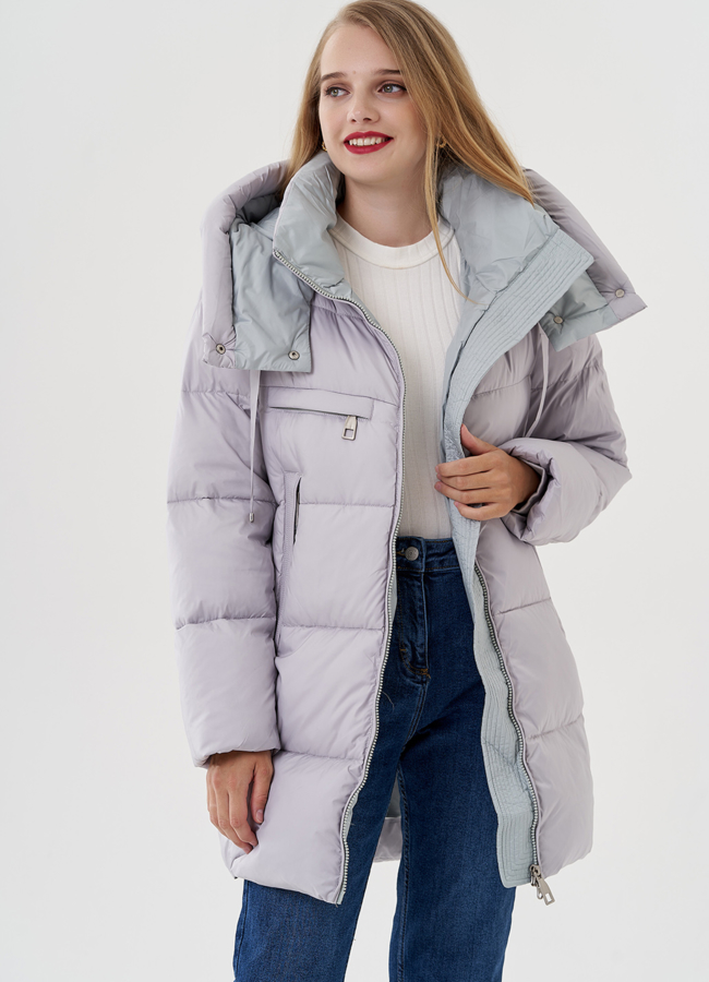 фото Женский пуховик с капюшоном  модель № 82047