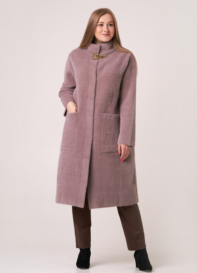 Женское пальто с воротником стойкой модель № 9855/1 универмаг малина