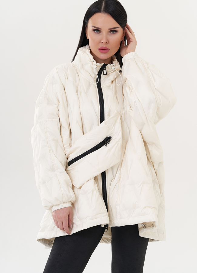 Женская куртка оверсайз модель № 26666 меха малина