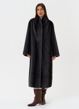 Длинное пальто из эко меха с принтом деграде Длинное пальто из эко меха с принтом деграде