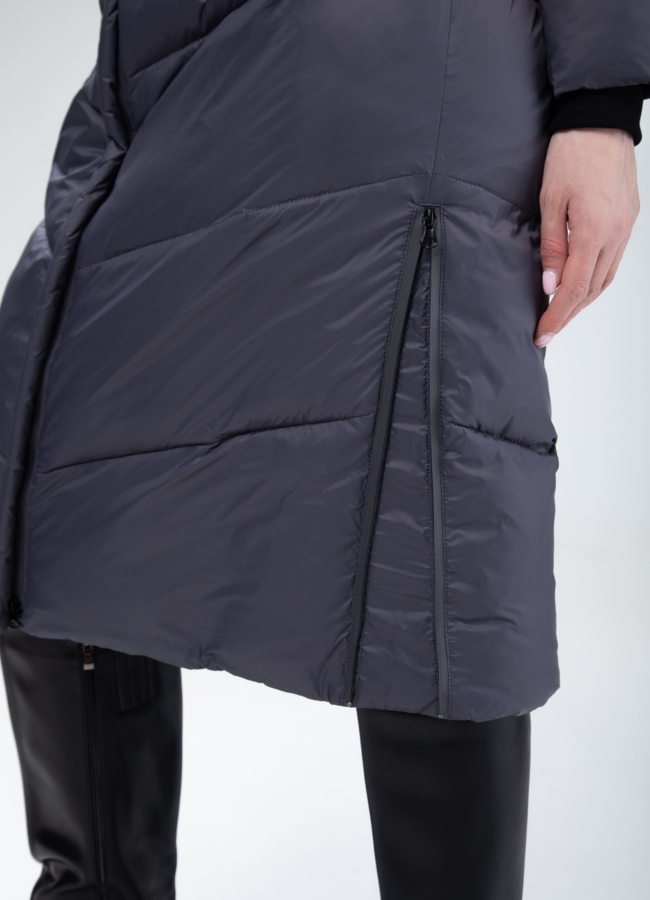 Женский пуховик с капюшоном  модель № 25515 универмаг малина