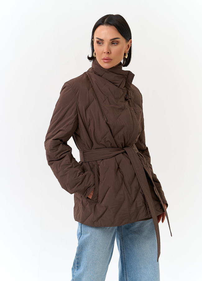 Женская куртка с поясом модель № 32833 универмаг малина