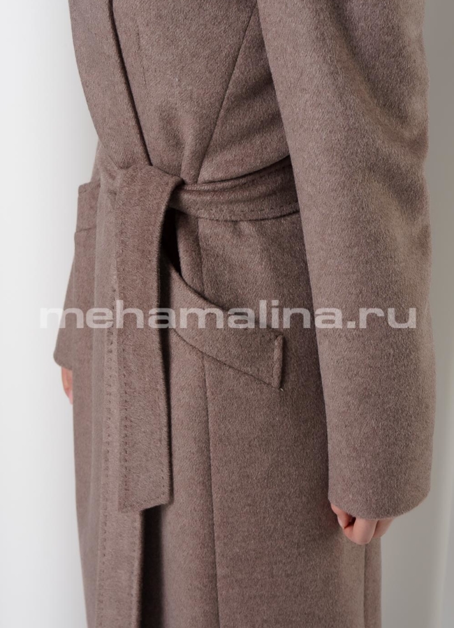 Пальто приталенное на кнопках, воротник стойка, цвет капучино модель № 2649ПД2913 универмаг малина