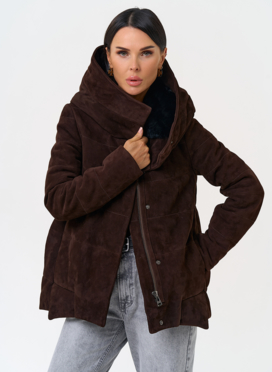 Куртка с капюшоном из натуральной замши