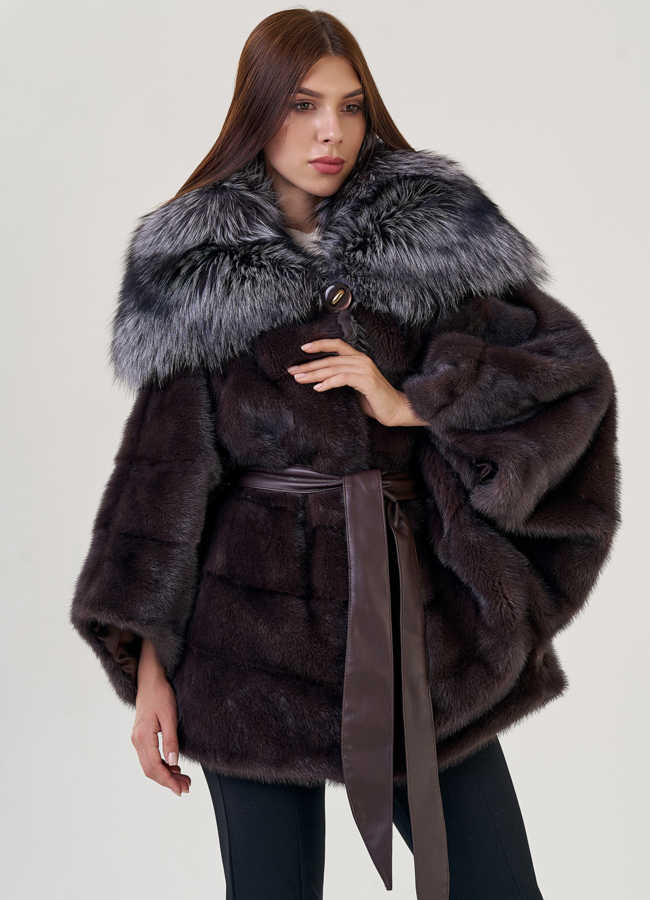 Норковая шуба оверсайз модель № 76865 меха малина
