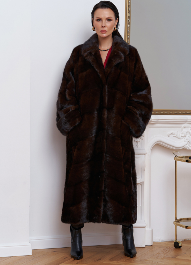 Шуба из меха норки с английским воротником модель № 27589 в кредит