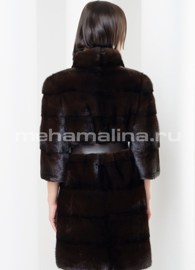 Шуба из норки, воротник стойка модель № S-433 универмаг малина