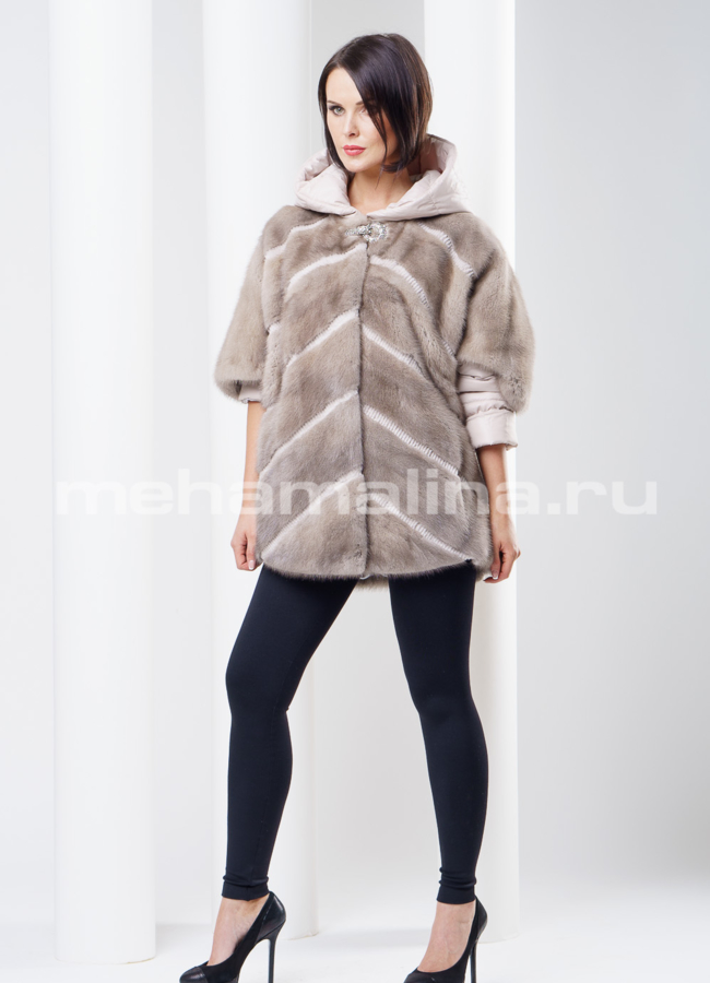 Шуба норка с отстегивающимся капюшоном модель № S-273 универмаг малина