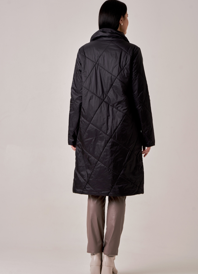 фото Плащ на кнопках черного цвета модель № А-10