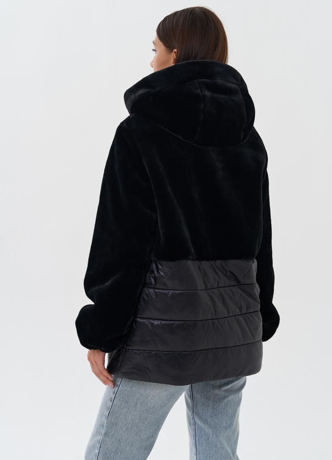 Комбинированный пуховик с шерстью модель № 27654 универмаг малина