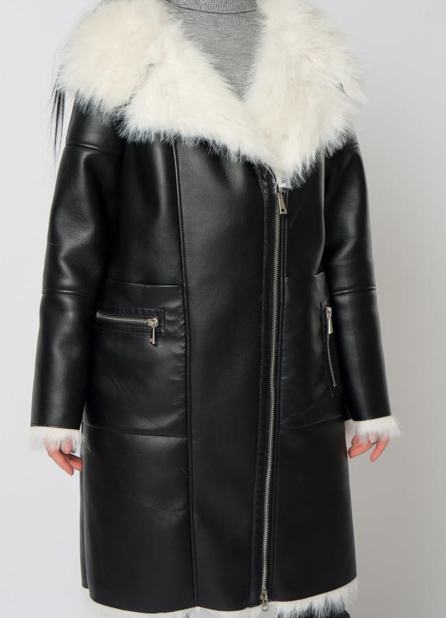 Дубленка из эко меха под тоскану  модель № 2187 в рассрочку