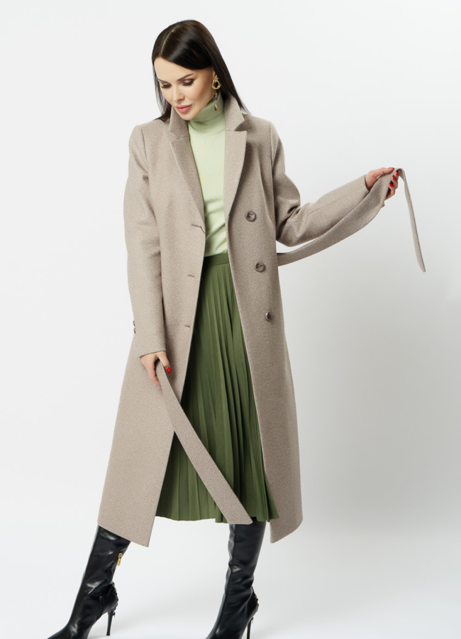 Приталенное пальто с английским воротником модель № 19104 универмаг малина