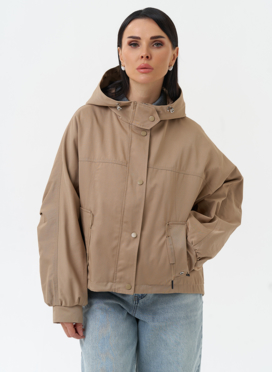 Короткая женская ветровка с капюшоном