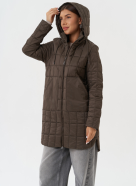 Стеганое пальто с капюшоном