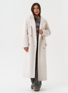 Длинное пальто из шерсти с английским воротником