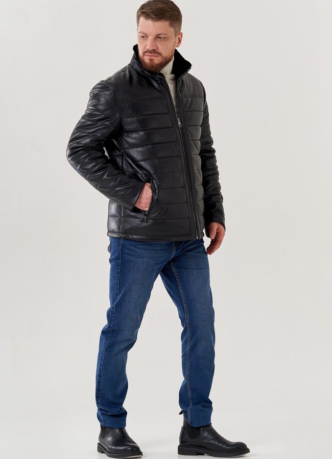 Мужская куртка из натуральной кожи  модель № 79615 в рассрочку