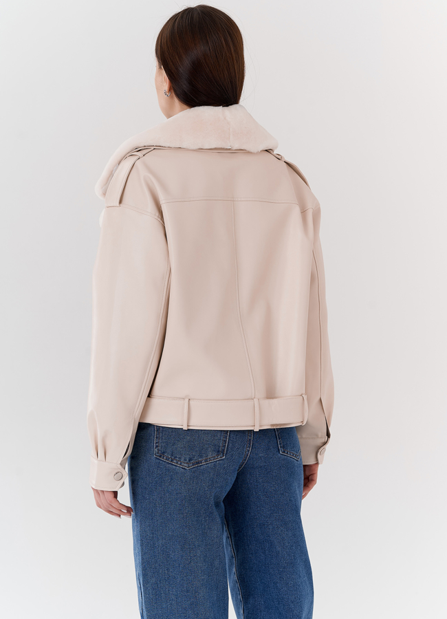 Куртка из эко кожи на утеплителе с натуральным мехом модель № 2273 в кредит