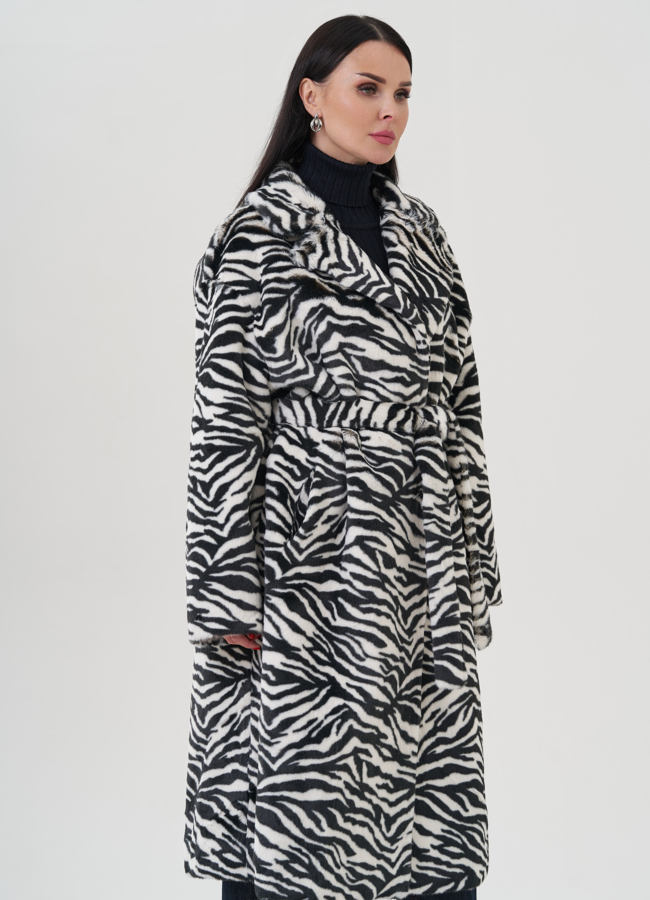 Пальто с английским воротником из эко меха модель № 24912 в кредит