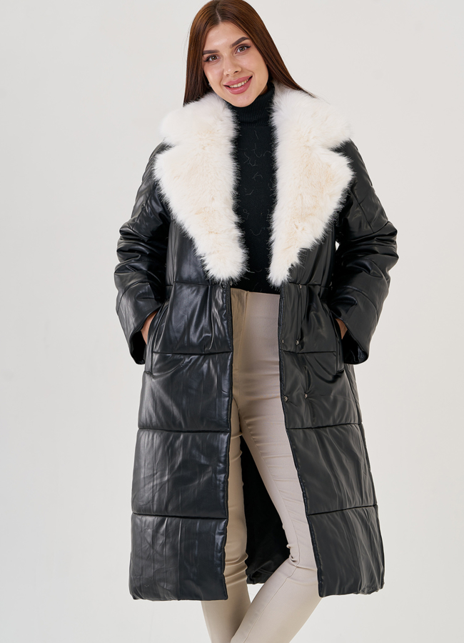 Женский эко пуховик с поясом Malina Siberian модель № 23364 универмаг малина