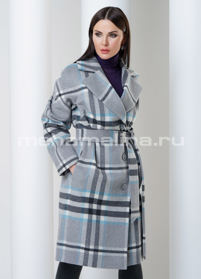 Пальто Aurora в клетку модель № 321/1 универмаг малина