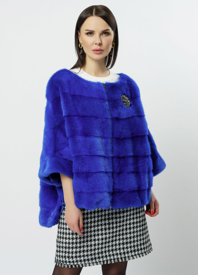 Куртка из норки синего цвета на молнии модель № S-1112 универмаг малина