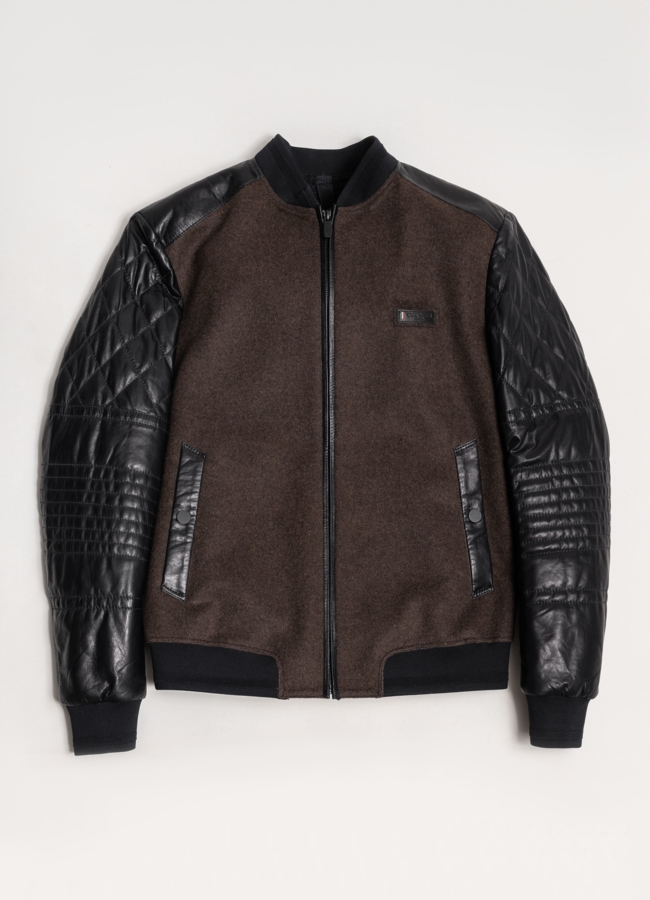 Куртка кожаная  модель № 21194 меха малина