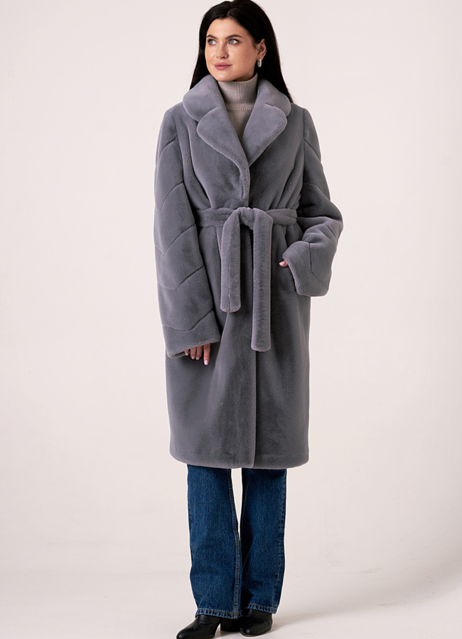 Шуба из искусственного меха с английским воротником  модель № 1831 универмаг малина