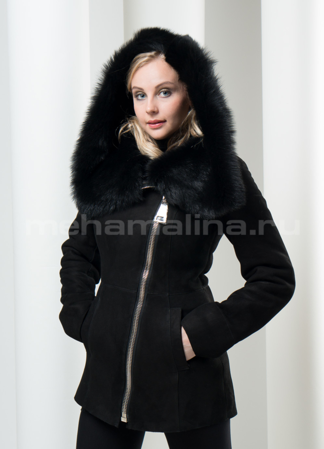 Дубленка с капюшоном укороченная модель № D-76 в кредит Дубленка с капюшоном укороченная модель № D-76 в кредит